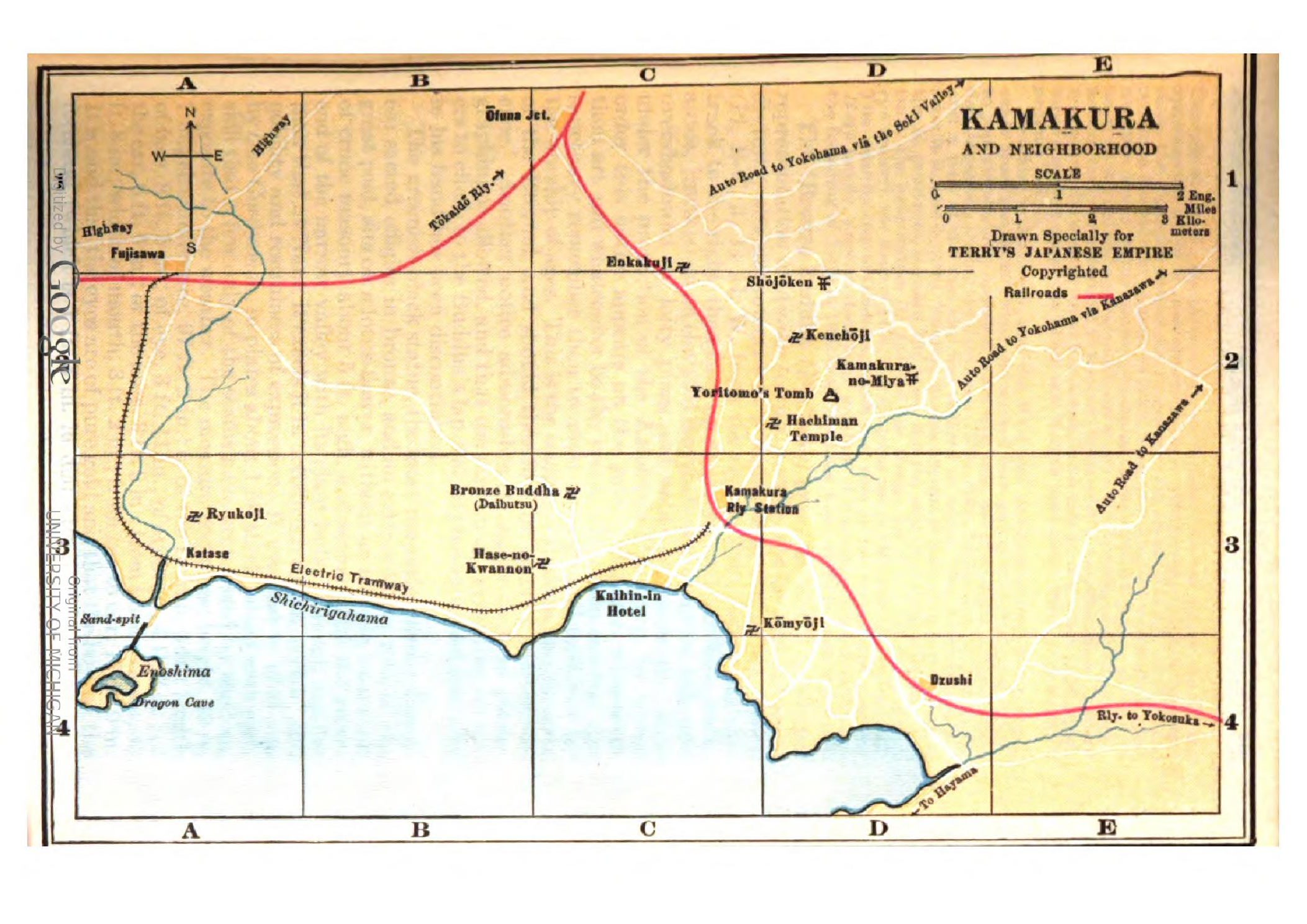1928年版に掲載された鎌倉と周辺地域の地図