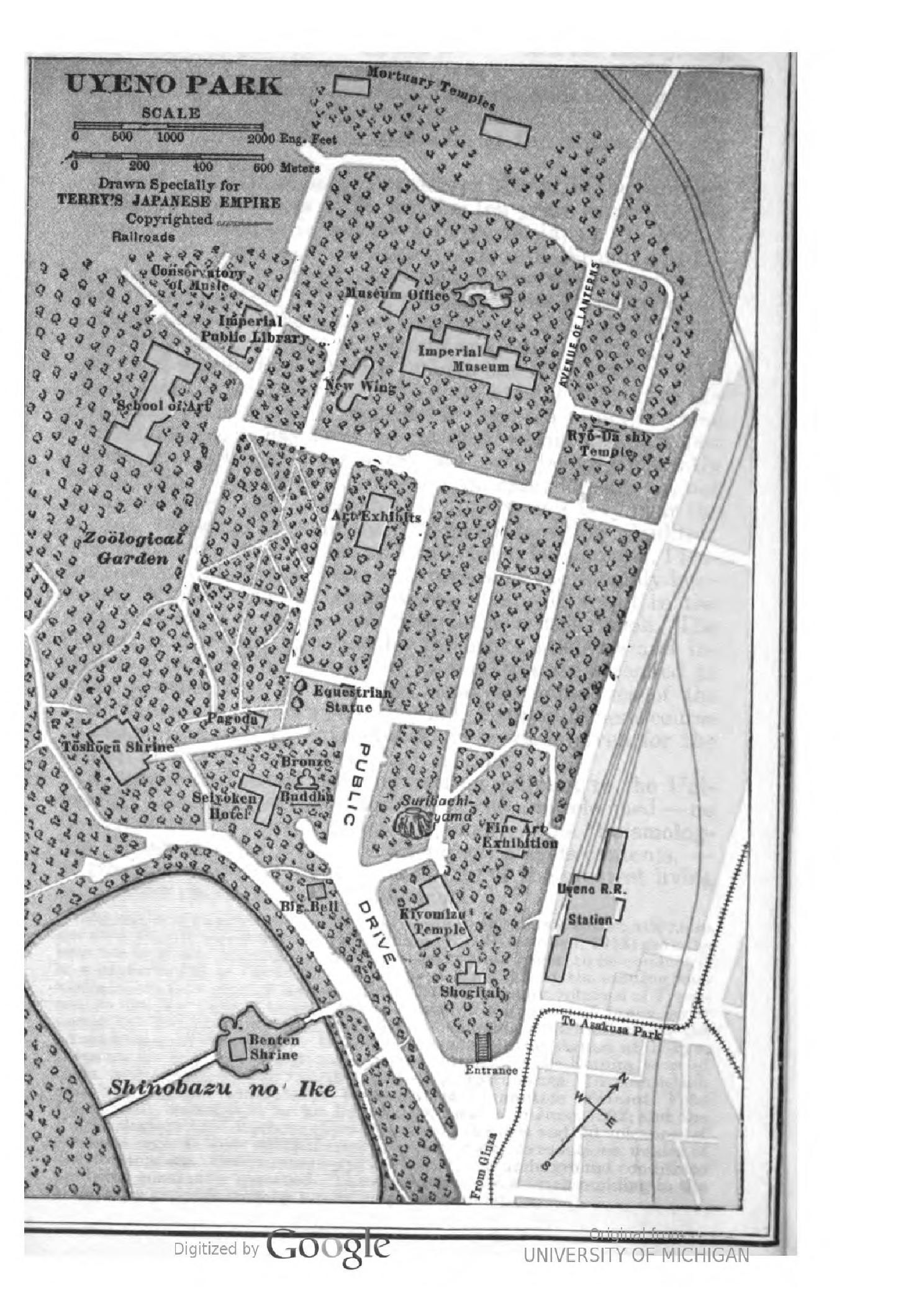 1928年版に掲載された上野公園地図